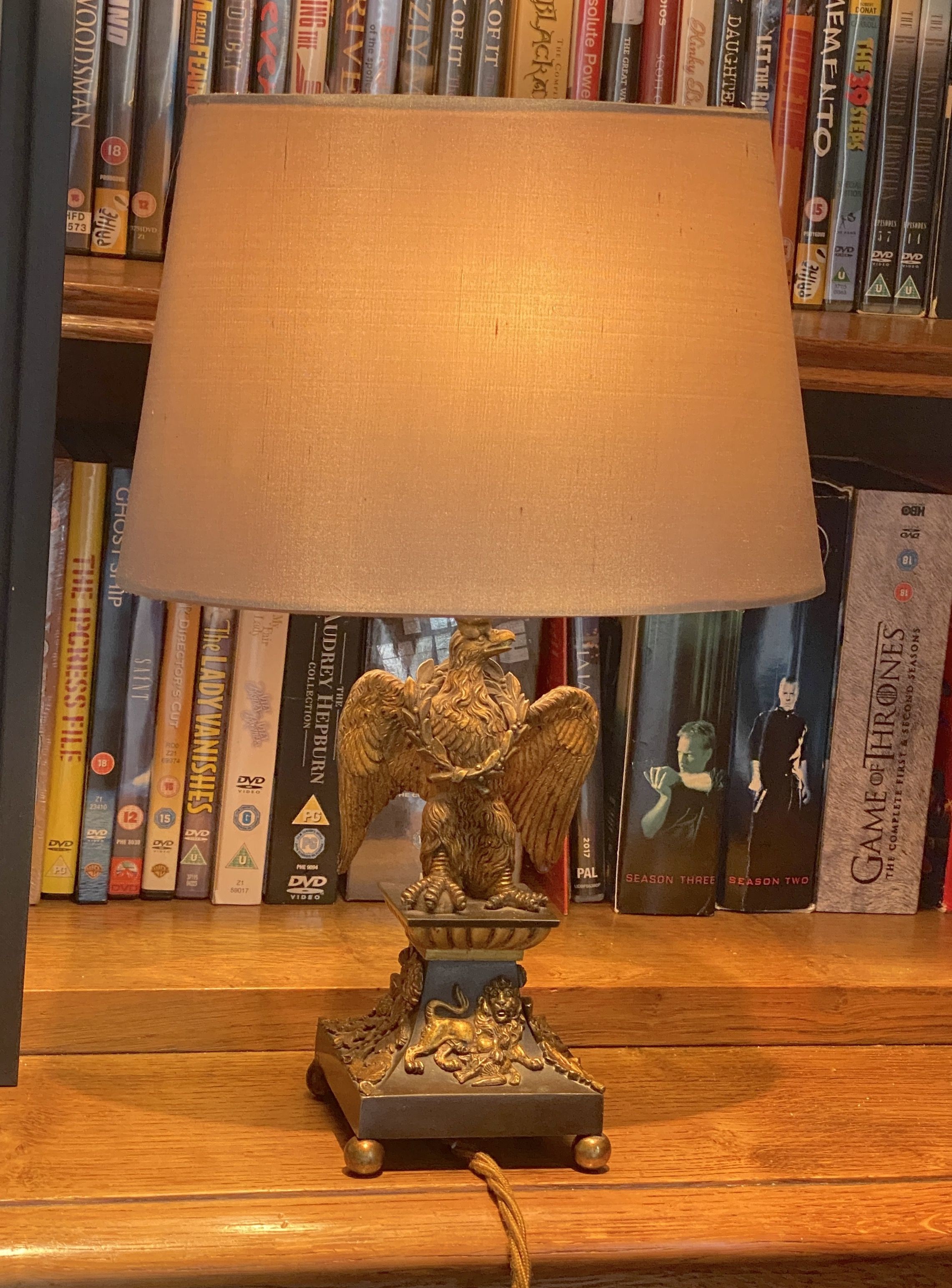 A 19th century Empire style bronze and ormolu model of an eagle, now mounted as a table lamp, height to fitting 20cm